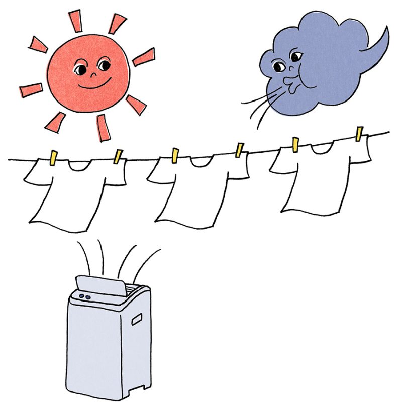 洗濯物の乾かし方　温度は高く、湿度は低く