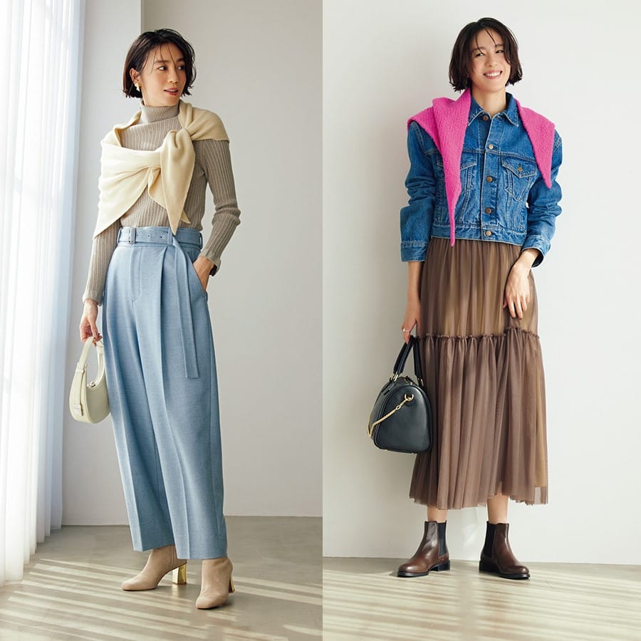 巻き方ひとつで秒で洒落る！】「三角ストール」と「フーディーマフラー