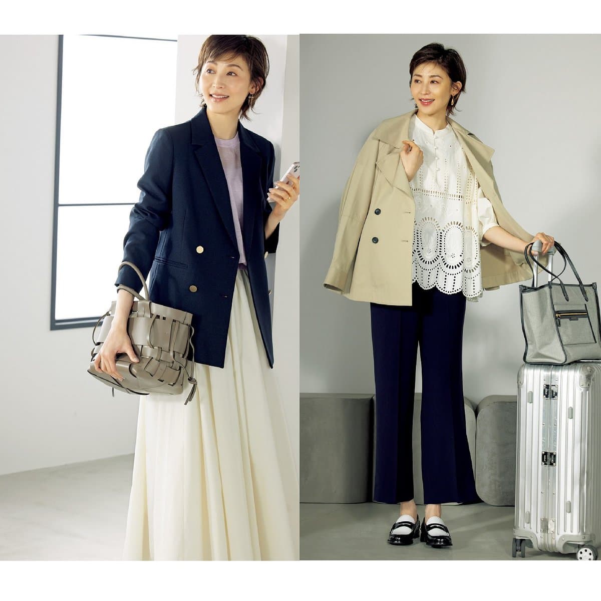春コーデ】40代のデイリー服は「ネイビー×白」でトーンアップ！ 即