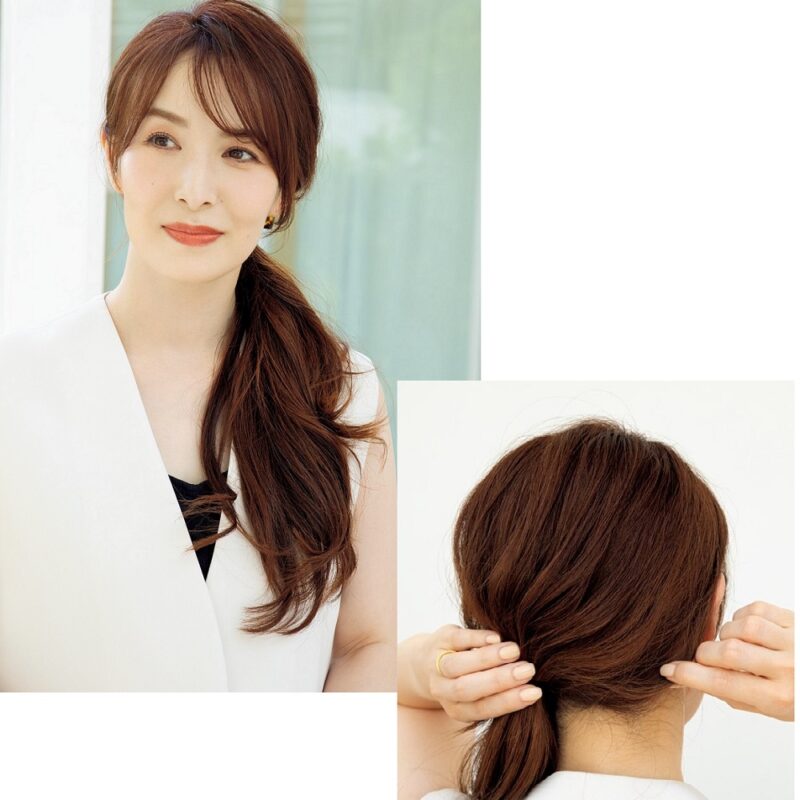 夏のヘアアレンジ　ロングヘアのサイド結び