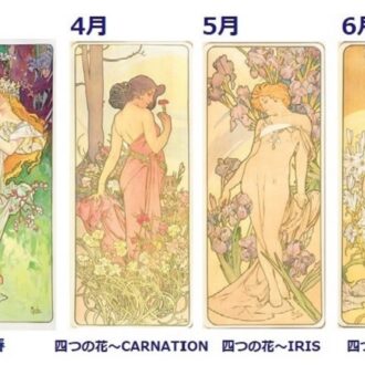 雑誌グロー付録　ミュシャのスケジュール帳 3月から6月のアートは「四つの花」など