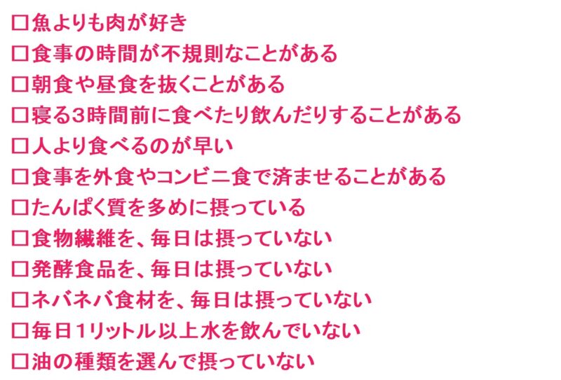 食生活のチェックリスト