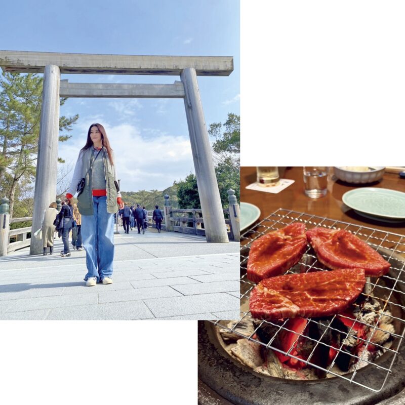 伊勢神宮を参拝したり、網焼きを食べた観月ありささん