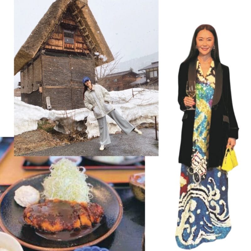 ケイタマルヤマの総スパンコールのドレスを着た観月ありささん