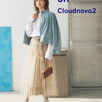 onの白スニーカー［Cloudnova2］のコーデ