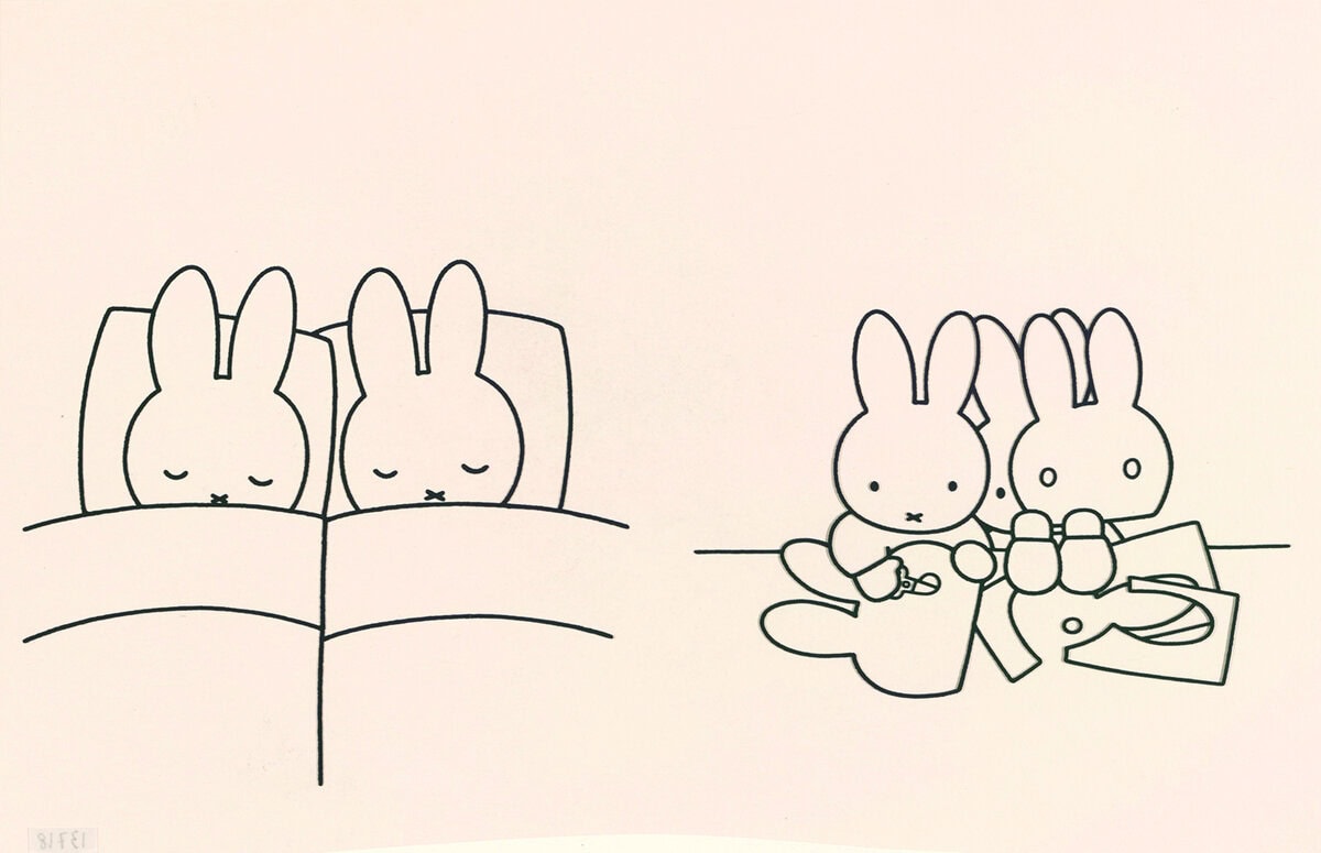 『誕生70周年記念 ミッフィー展』『うさこちゃんおとまりにいく』1988年 印刷原稿