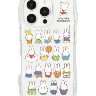gourmandiseスマホケースmiffy_スマホの傷を防ぎ振動や衝撃から守ってくれるアイフォン16プロ対応のインナーシート付きクリアソフトケース。3278円（グルマンディーズ）