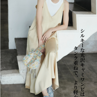 GREEN BUTTERのキャミワンピと HYKEのタンク