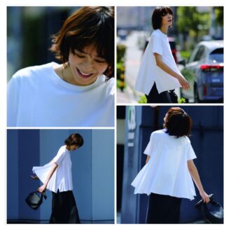 【40代ファッション】上質とろみな白Tシャツなら、きちんと見え＆体型カバーがかなう！