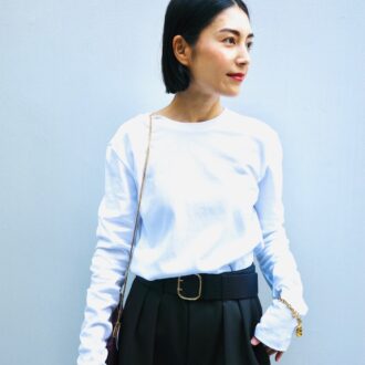 【40代スナップ】白井彩香さん、オブリオのハーフパンツで叶えるマニッシュスタイル