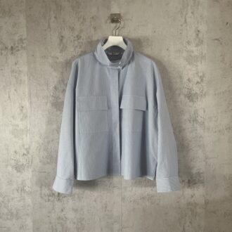 コットンスタンドカラーシャツジャケット/ストライプ￥3,990（ユニクロ：ユー）