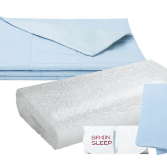 BRAIN SLEEP パーフェクト クール シリーズ コンフォーター ピロー※ピローカバー、アイスパック付き3万6300円、コンフォーター［シングル］2万4200円（ともにブレインスリープ）