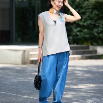 【40代スナップ】旬の“バルーンシルエットパンツ”をきれいめに｜フリーランスPR足立優子さん