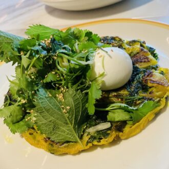 春菊とグリーンキムチパンケーキ