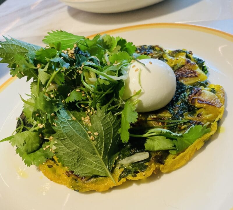 春菊とグリーンキムチパンケーキ