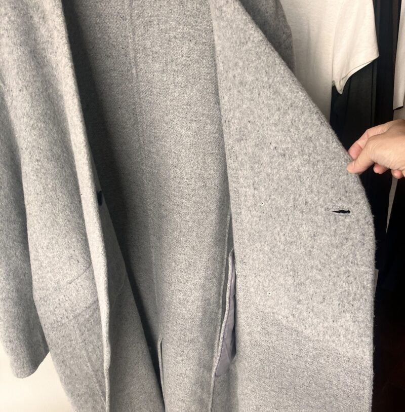 MUJILabo　カシミヤ混ロングコート　グレー　アップ