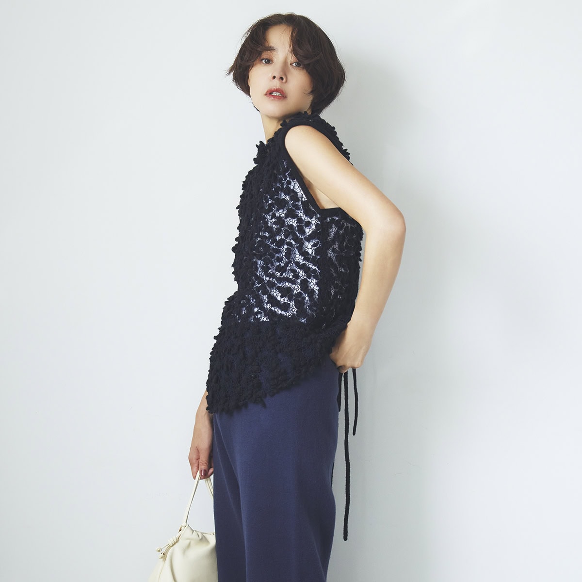 ネイビー　リラクシーパンツ