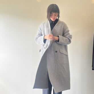 カシミヤ混ダブルブレストコート
