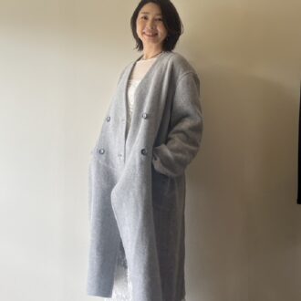 カシミヤ混ダブルブレストコート