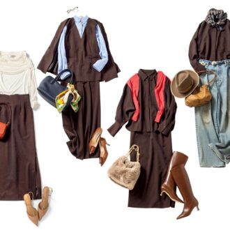 【40代の秋冬トレンド】「ブラウン」でお仕事服が新鮮に！いつもの服が見違えるカセットコーデ５