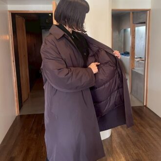 MUJILabo　ダウンライナー付き撥水ステンカラーコート　ブラウン　