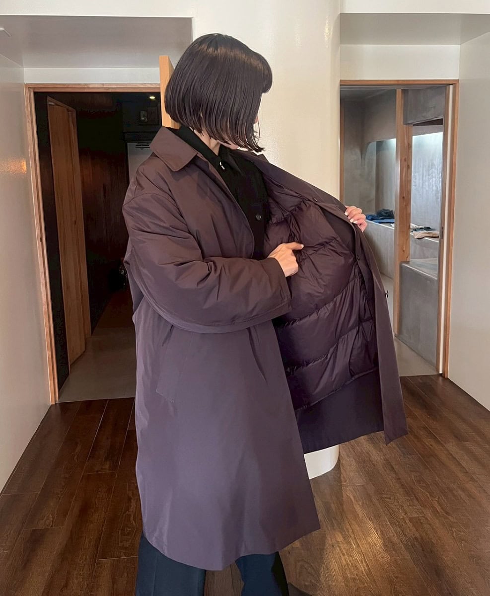 MUJILabo　ダウンライナー付き撥水ステンカラーコート　ブラウン　