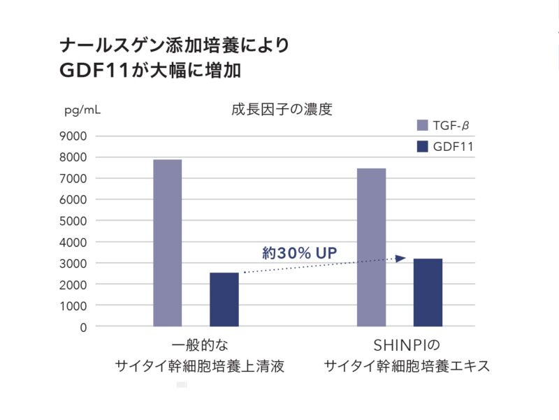 ナールスゲン添加培養によりGDF11が大幅に増加