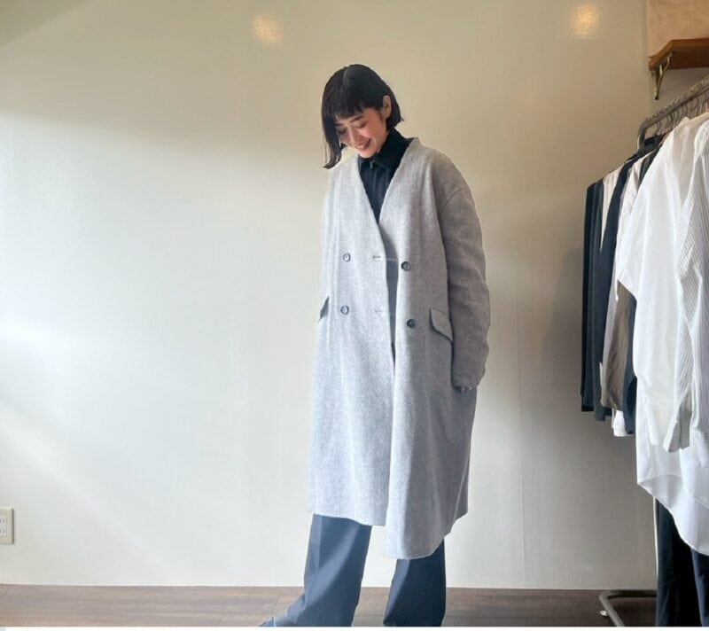 ムジラボカシミヤ混ダブルブレストコート
