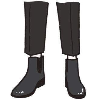 黒いレインブーツをはいた足のイラスト