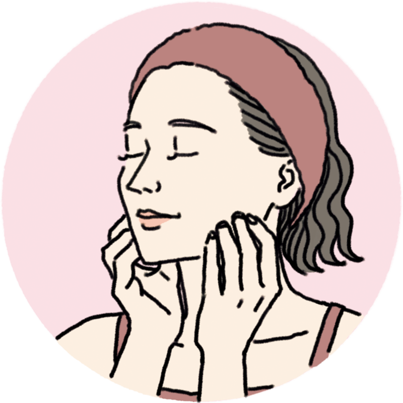 奥歯の噛み合わせの辺りに指の腹を引っかけ、左右に揺らして強張りをほぐす。