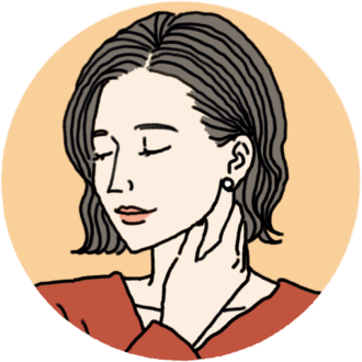 首の横の筋を親指と、残りの4本の指でつまみ、グイグイと力を入れもみほぐす