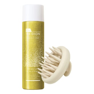 〈左〉ドクターメディオン ヘッドスパ スカルプパック 150g 3850円、〈右〉同　ヘッドマッサージャー 1650円（メディオン・リサーチ・ラボラトリーズ）