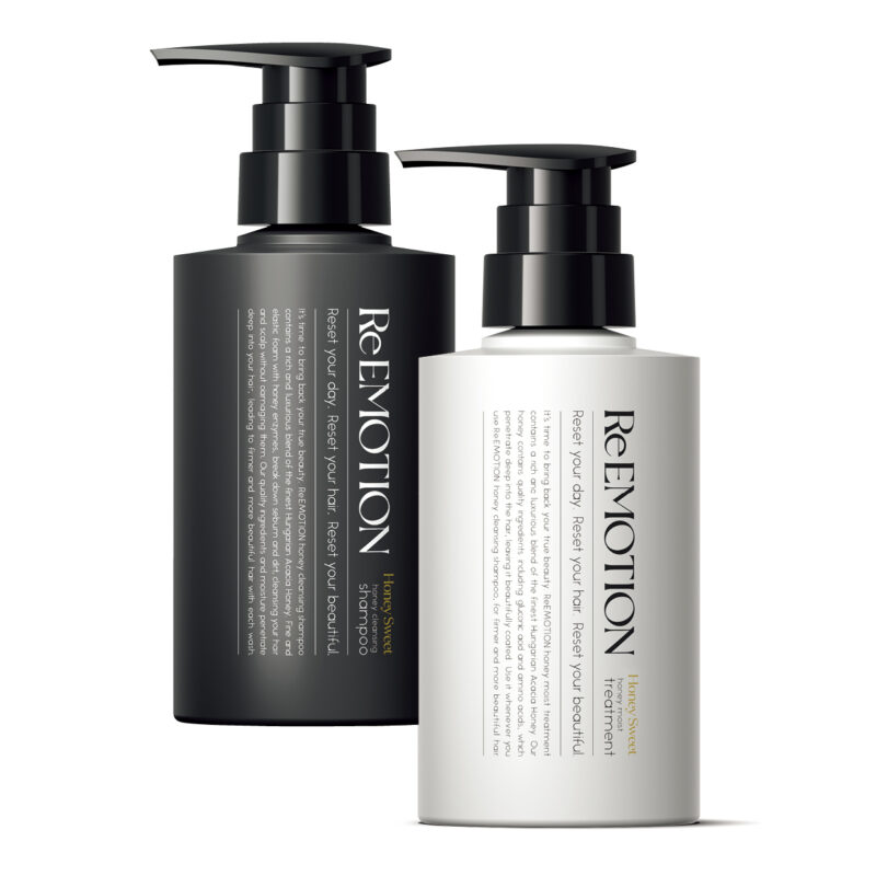 ReEMOTION ハニースイートクレンジングシャンプー 300mL 4620円、同 ハニースイートモイストトリートメント300g 4620円(KEN)