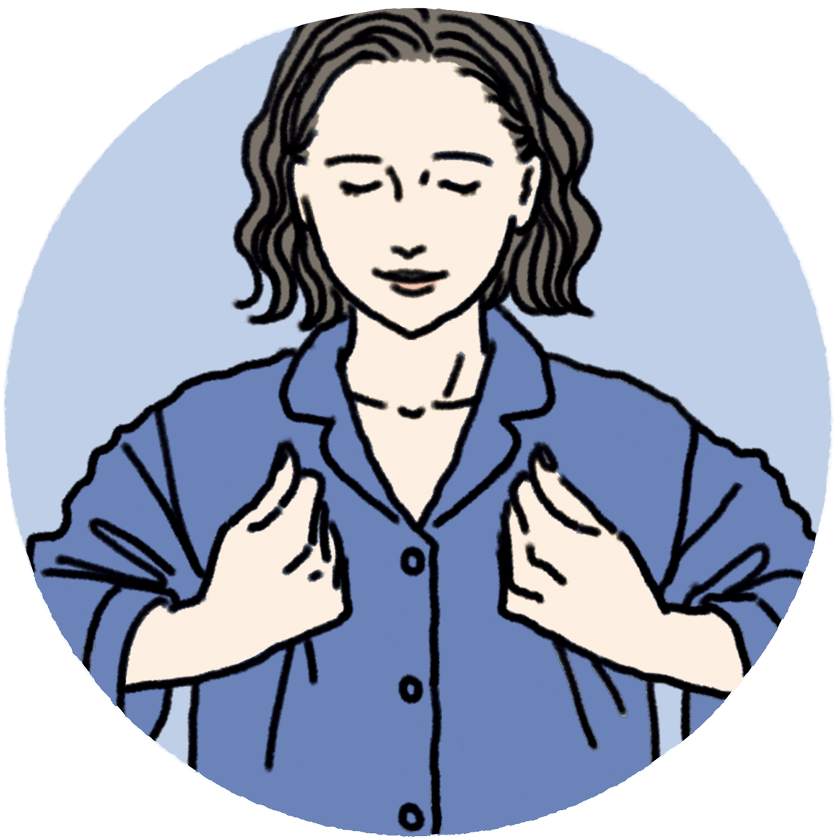 夜のマッサージ。げんこつを作り、第2関節を鎖骨の下に当て、グイグイと流す。