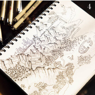 4.太さの違うペンを使った緻密な表現が目を引く。