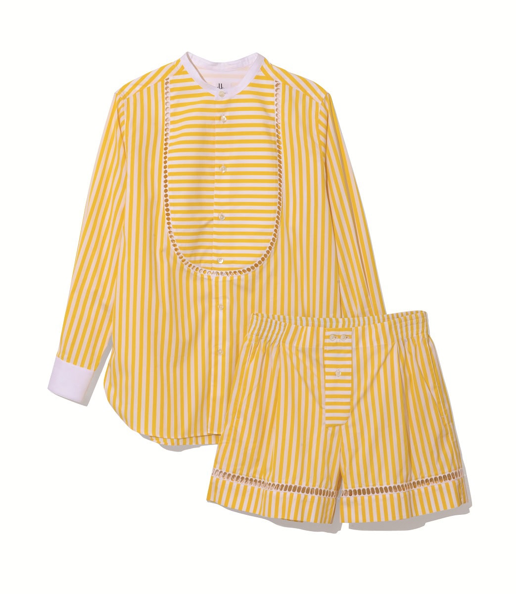 シャツ9万200円、ショートパンツ5万3900円（ともにセブリン／ロンハーマン）