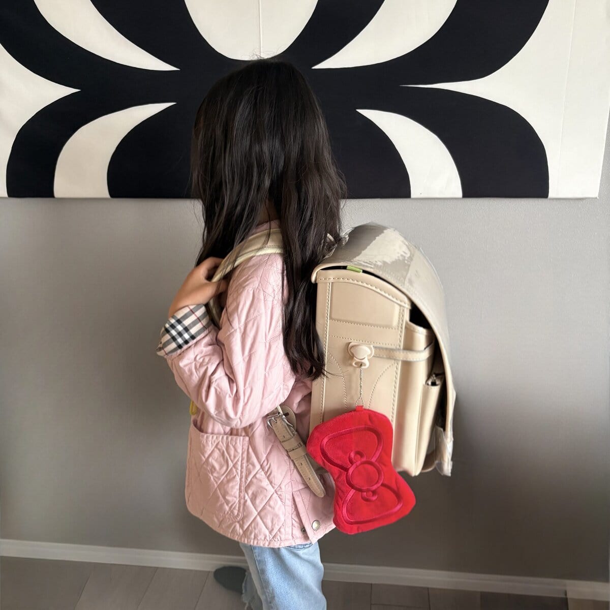 トートをポーチに収納して子どものランドセルに