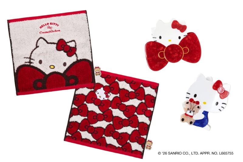 ＜HELLO KITTY＞タオルハンカチ　フェイス/リボン　1,650円(税込)＜HELLO KITTY＞バンスクリップ　リボン/ボディ　2,970円(税込)