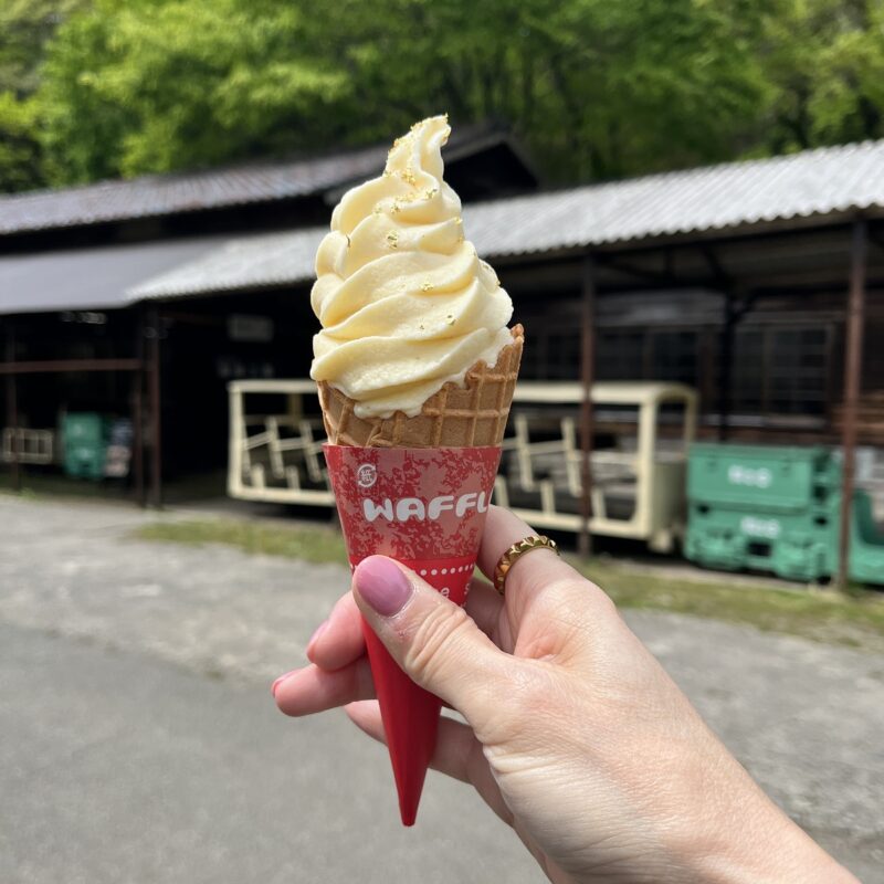 金粉が乗ったソフトクリーム