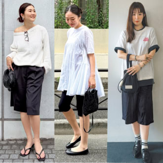 【40代スナップまとめ】大人のハーフパンツは丈選びが決め手！H&Mのサブリナパンツほか着こなし5選
