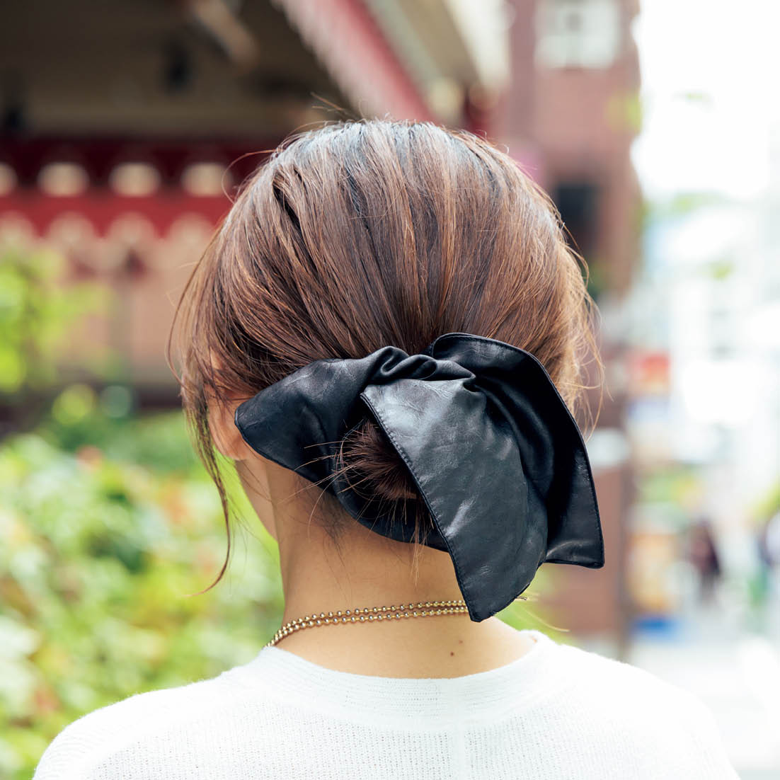 「シーインで買ったリボン付きシュシュ。つけていると“プチプラに見えない”と褒められます」
