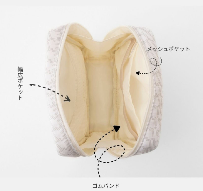 2つのポケット＋ゴムバンドで仕分けて収納！