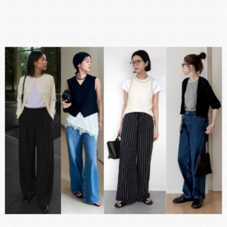【ユニクロ】ベスト、ワイドパンツ、バギーデニムをはどう着る？ 夏の体型カバーコーデ４選｜40代お手本スナップ