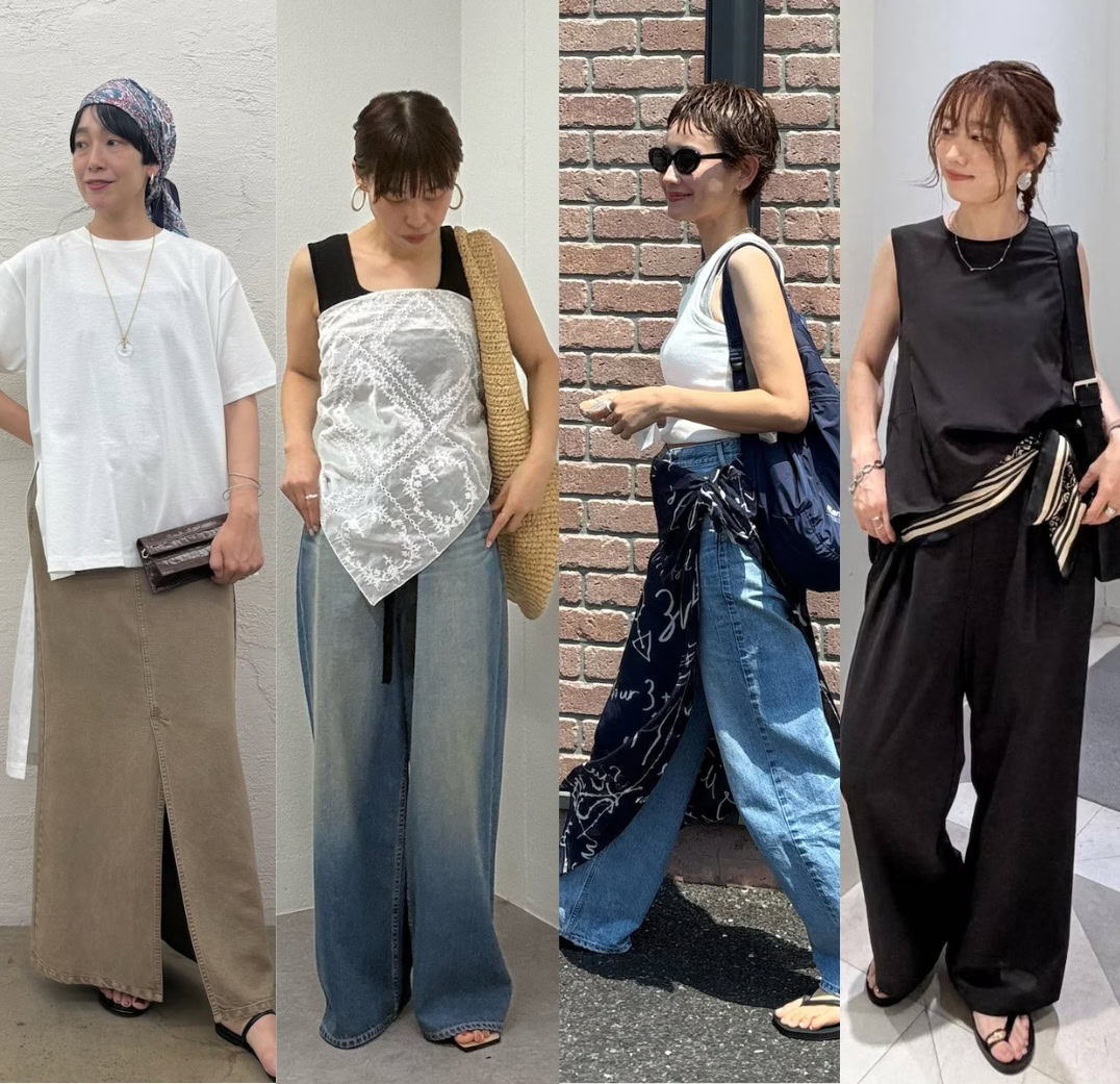 夏服のマンネリ解消！大人が選ぶ“大判スカーフ”のこなれアレンジテク4選。