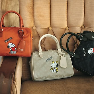 「PEANUTS×russet」ボストンバッグ［H17×W22.5×D12cm］各4万1800円（ラシット／ラシット 京王百貨店新宿店）